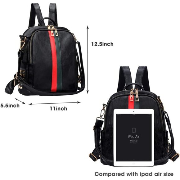 PU Leather Mini B Big Black Backpack Women Cute Fashion Shoulder Bag Small Purse - Picture 6 of 7